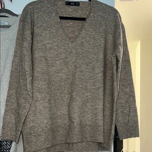 Mango Taupe V-Neck Sweater